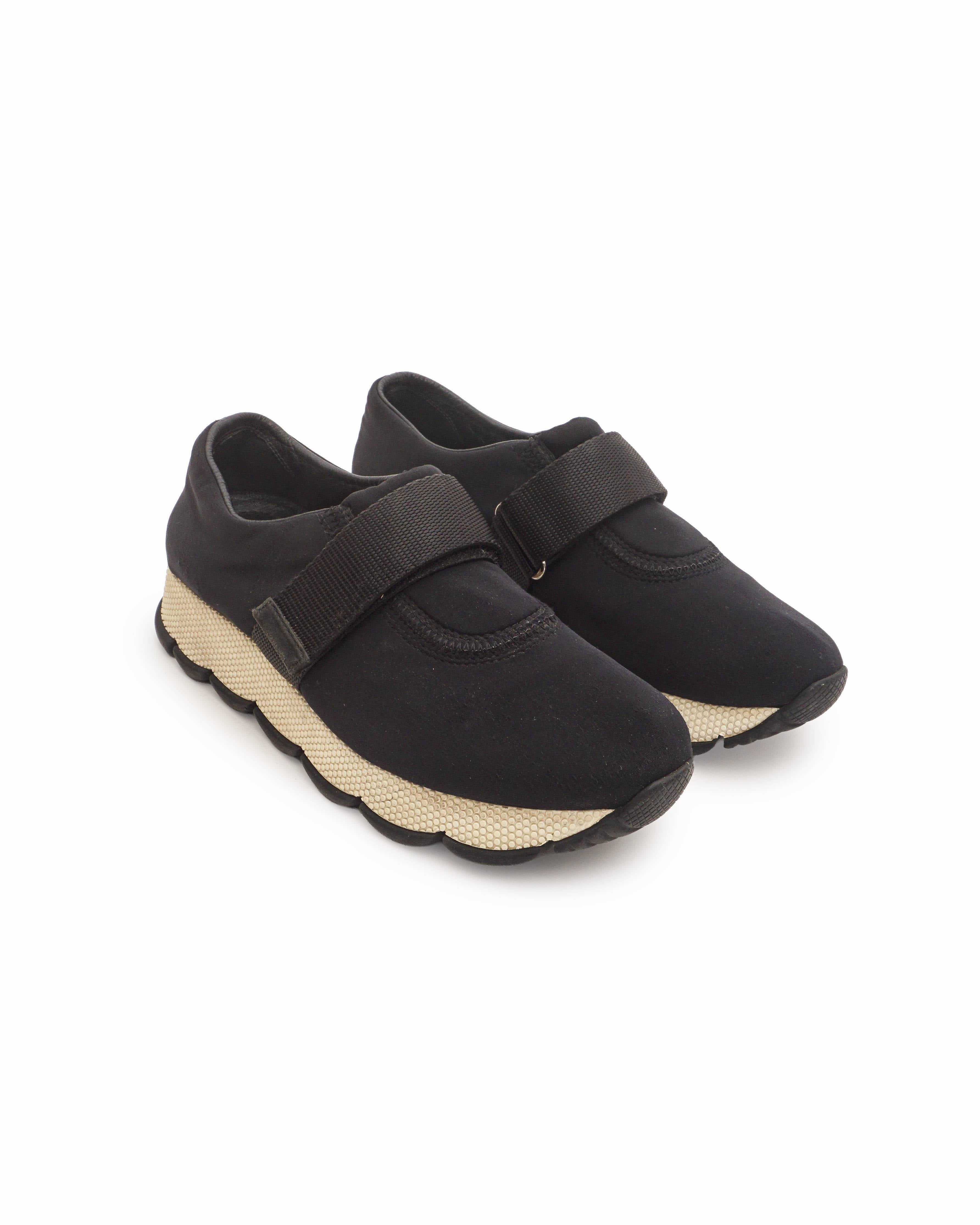 Prada Linea Rossa Black Neoprene Velcro Strap Sneakers