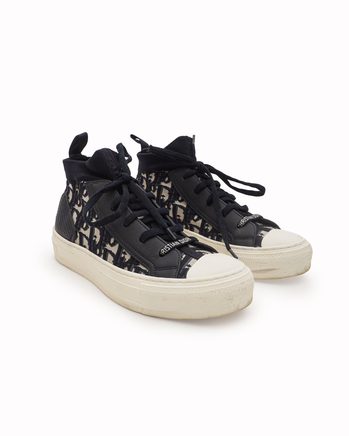 Dior Walk'n'Dior Oblique Canvas & Leather High-Top Sneakers