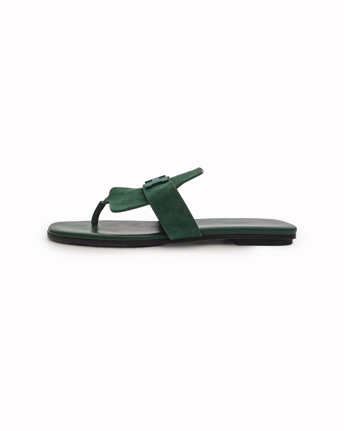 Hermès Galerie Green Suede Flat Sandals
