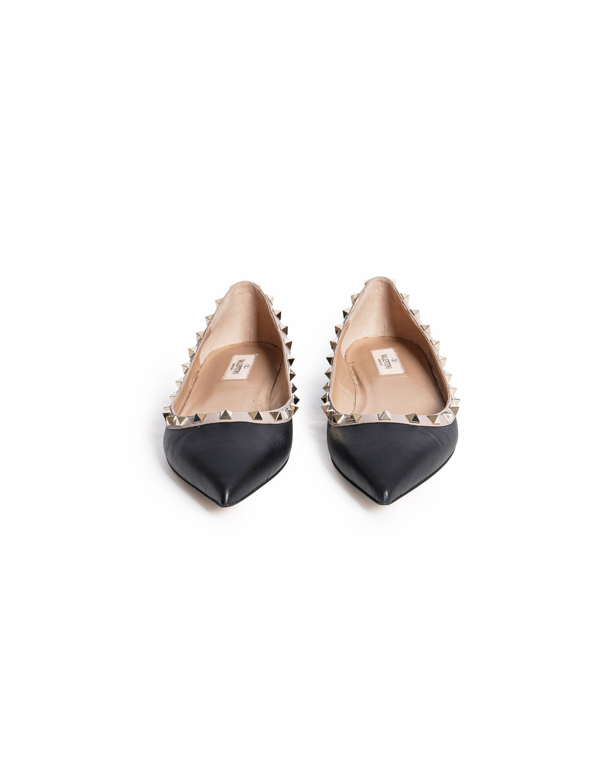 Valentino Garavani Rockstud Black Leather Ballet Flats
