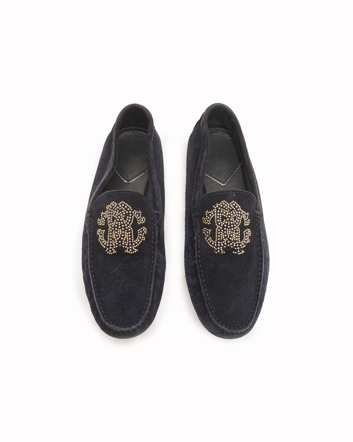 Roberto Cavalli Studded RC Monogram Suede Loafers