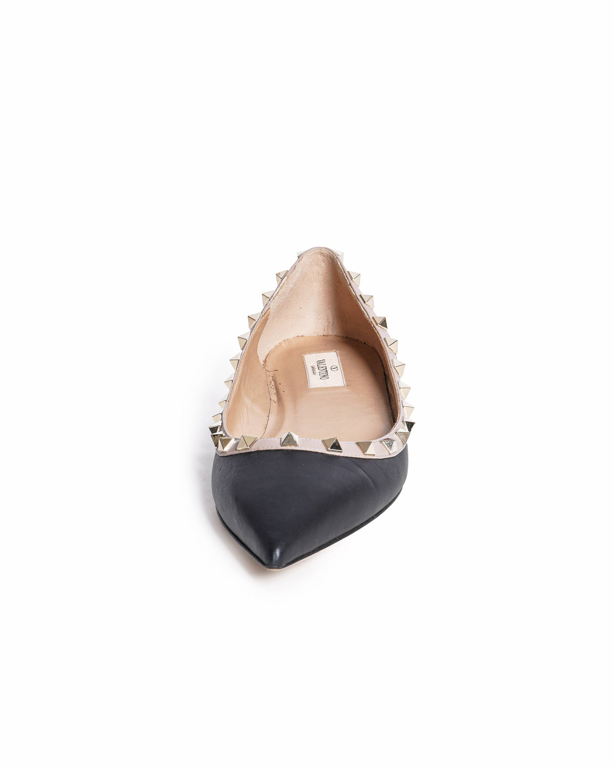 Valentino Garavani Rockstud Black Leather Ballet Flats