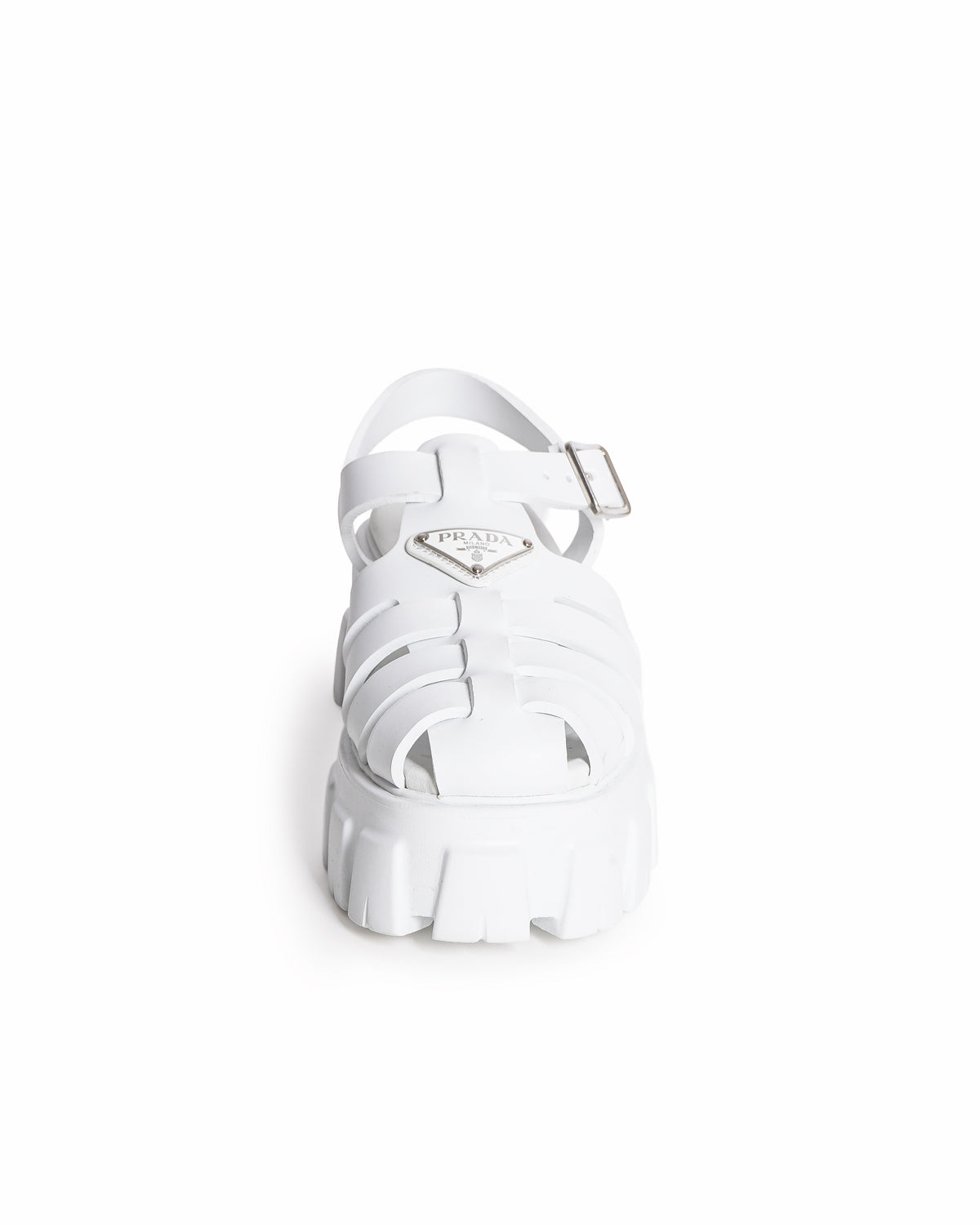 Prada Monolith White Foam Rubber Platform Sandals