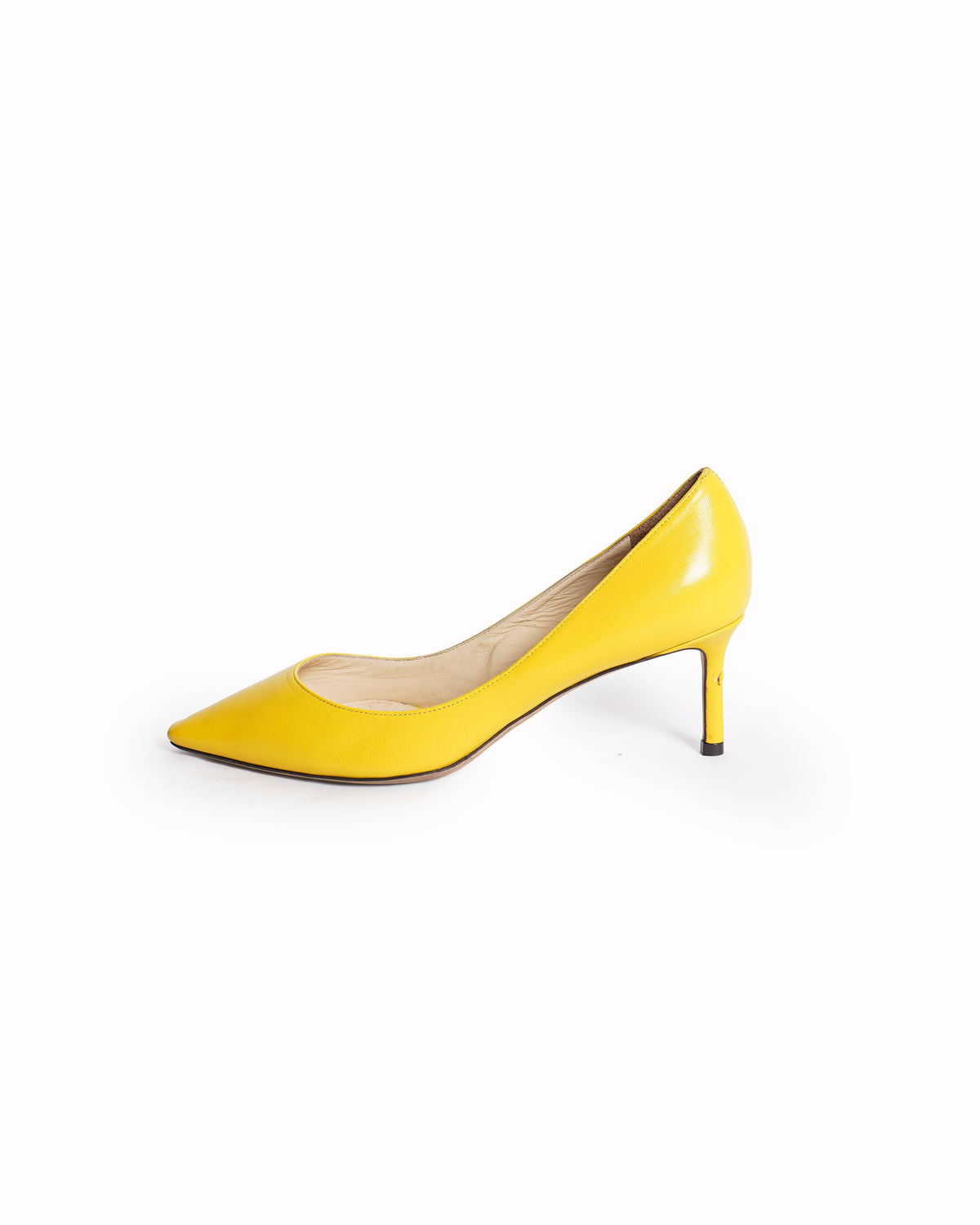 Jimmy choo abel yellow leather point toe pumps