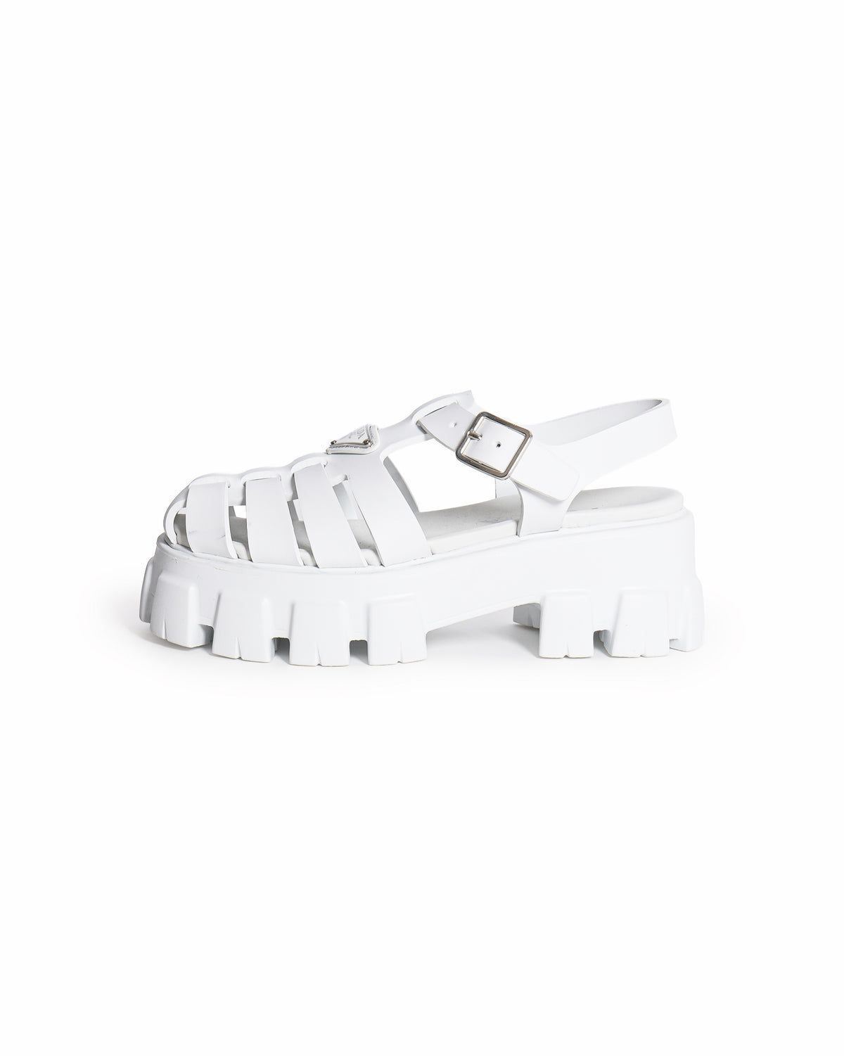 Prada Monolith White Foam Rubber Platform Sandals