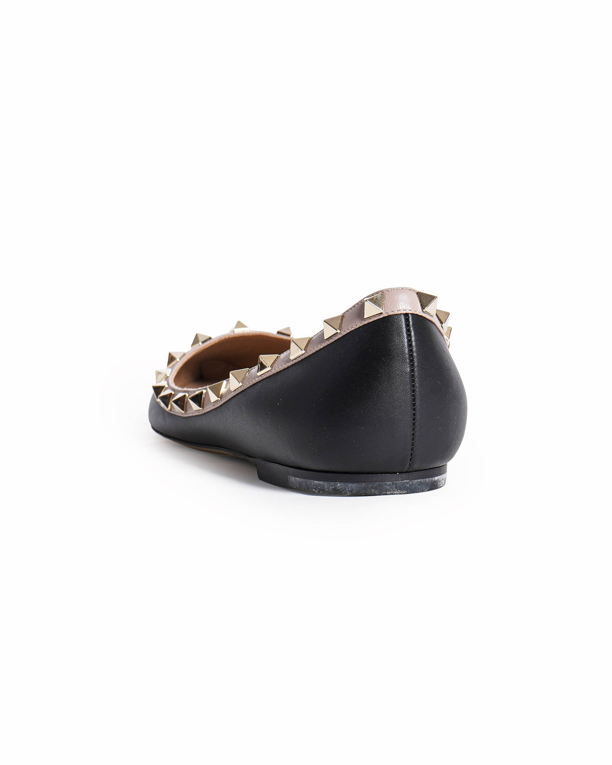 Valentino Garavani Rockstud Black Leather Ballet Flats