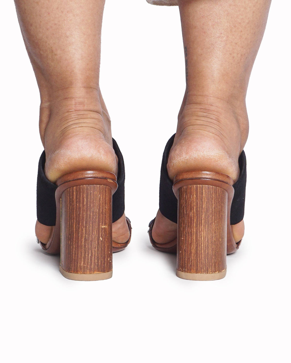 Louis Vuitton Brown suede and leather embellished slide sandals