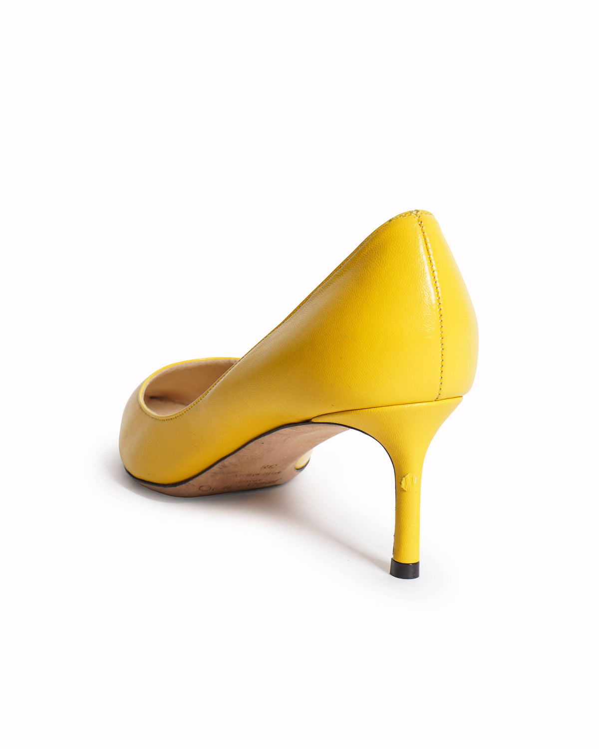 Jimmy choo abel yellow leather point toe pumps