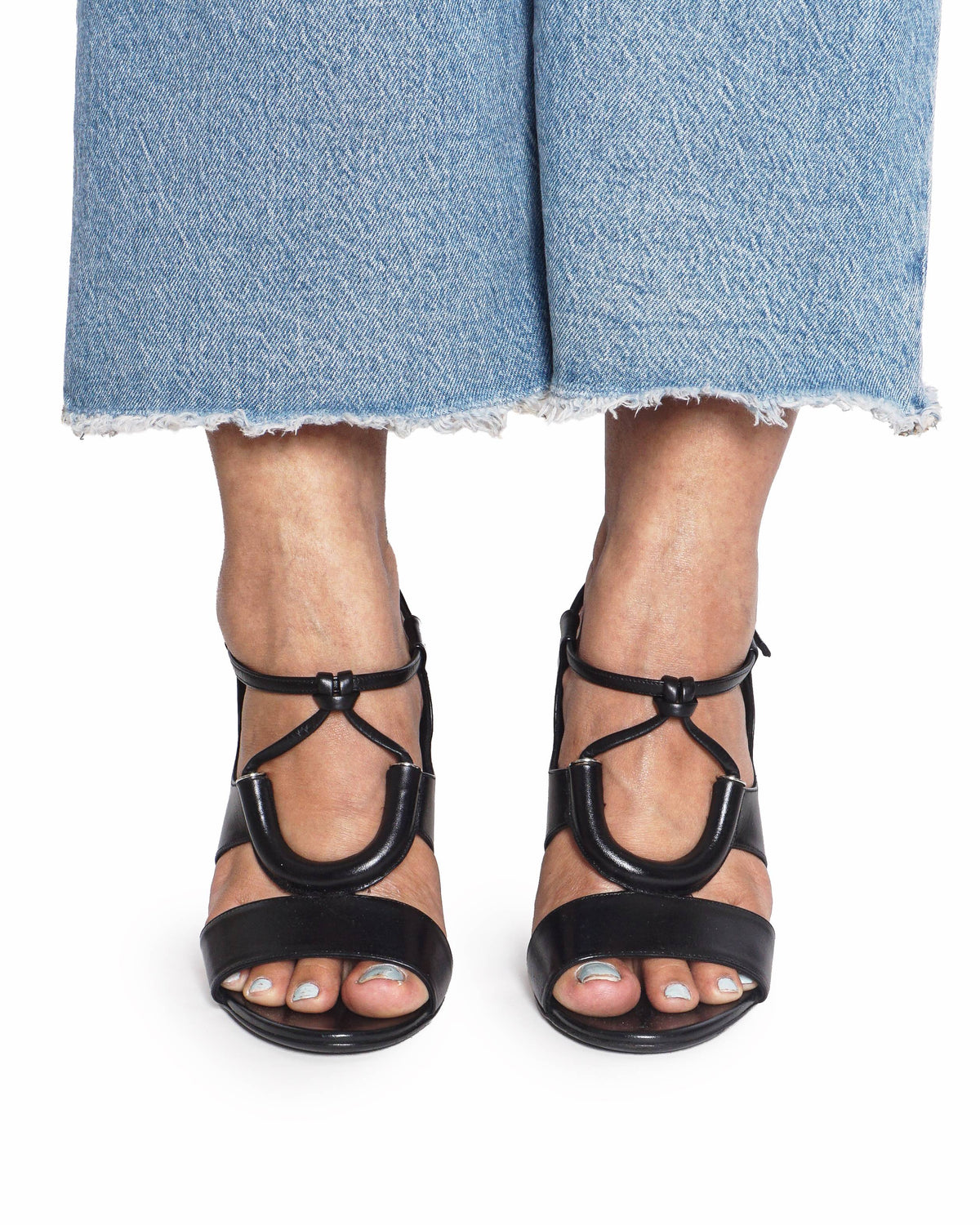 Salvatore Ferragamo Galilea Black Leather Sandals