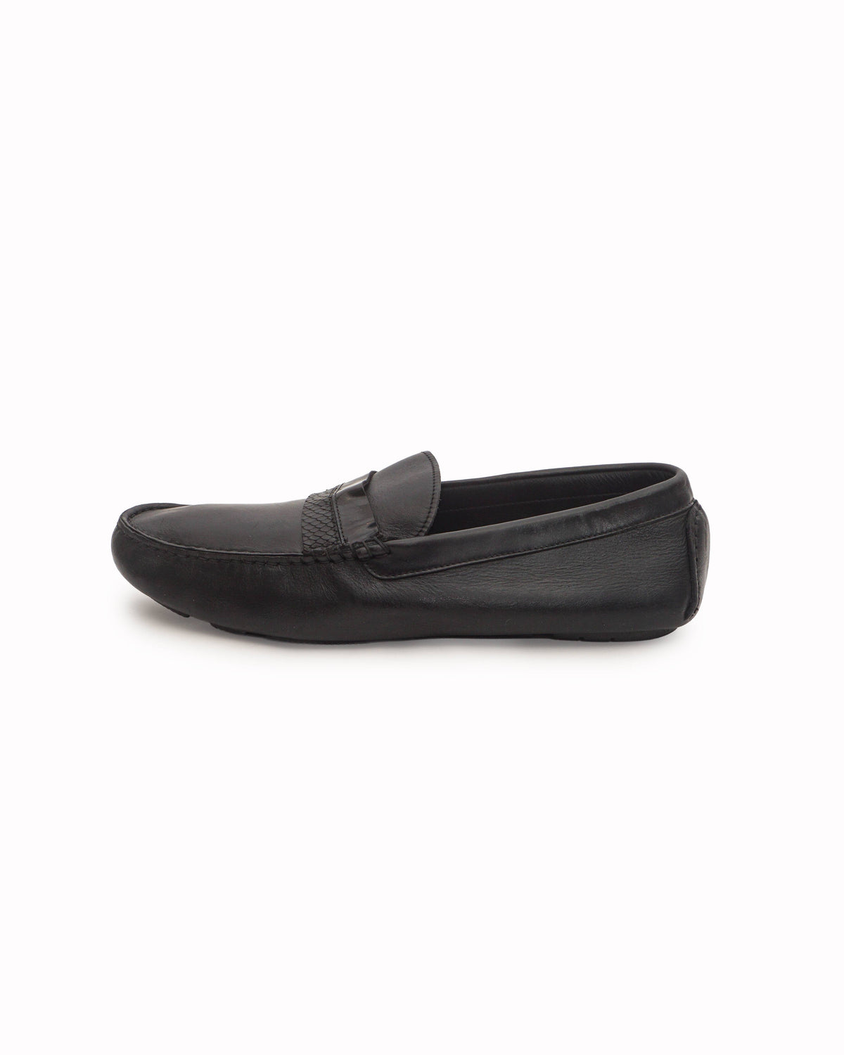 Roberto Cavalli Men's Black Leather Snakeskin-Trim Loafers