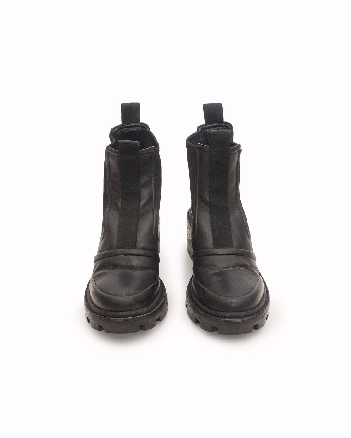 Tory Burch Black Leather Lug Sole Ankle Boots