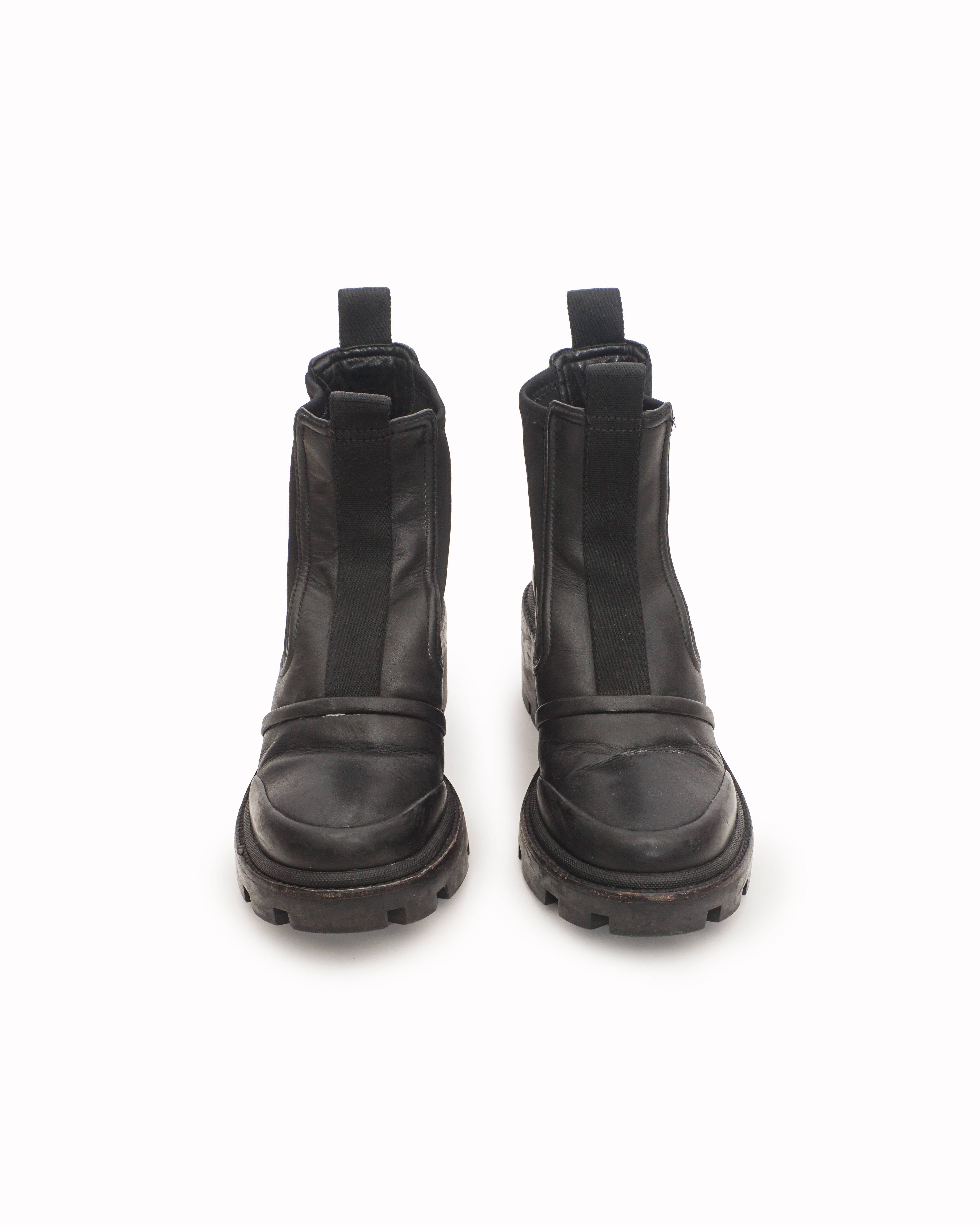 Tory Burch Black Leather Lug Sole Ankle Boots