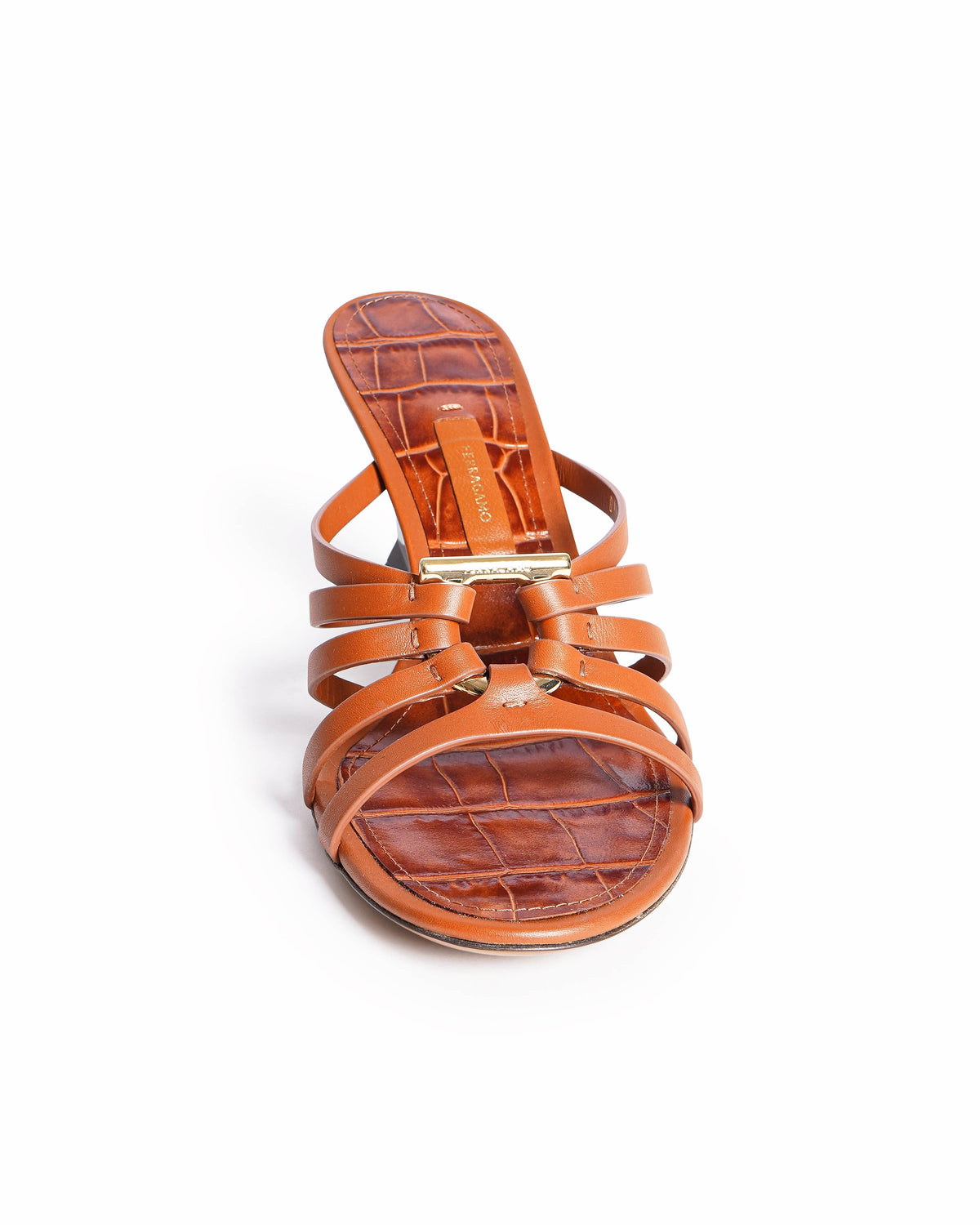 Salvatore Ferragamo Anemone Strappy Leather Wedges In Brown