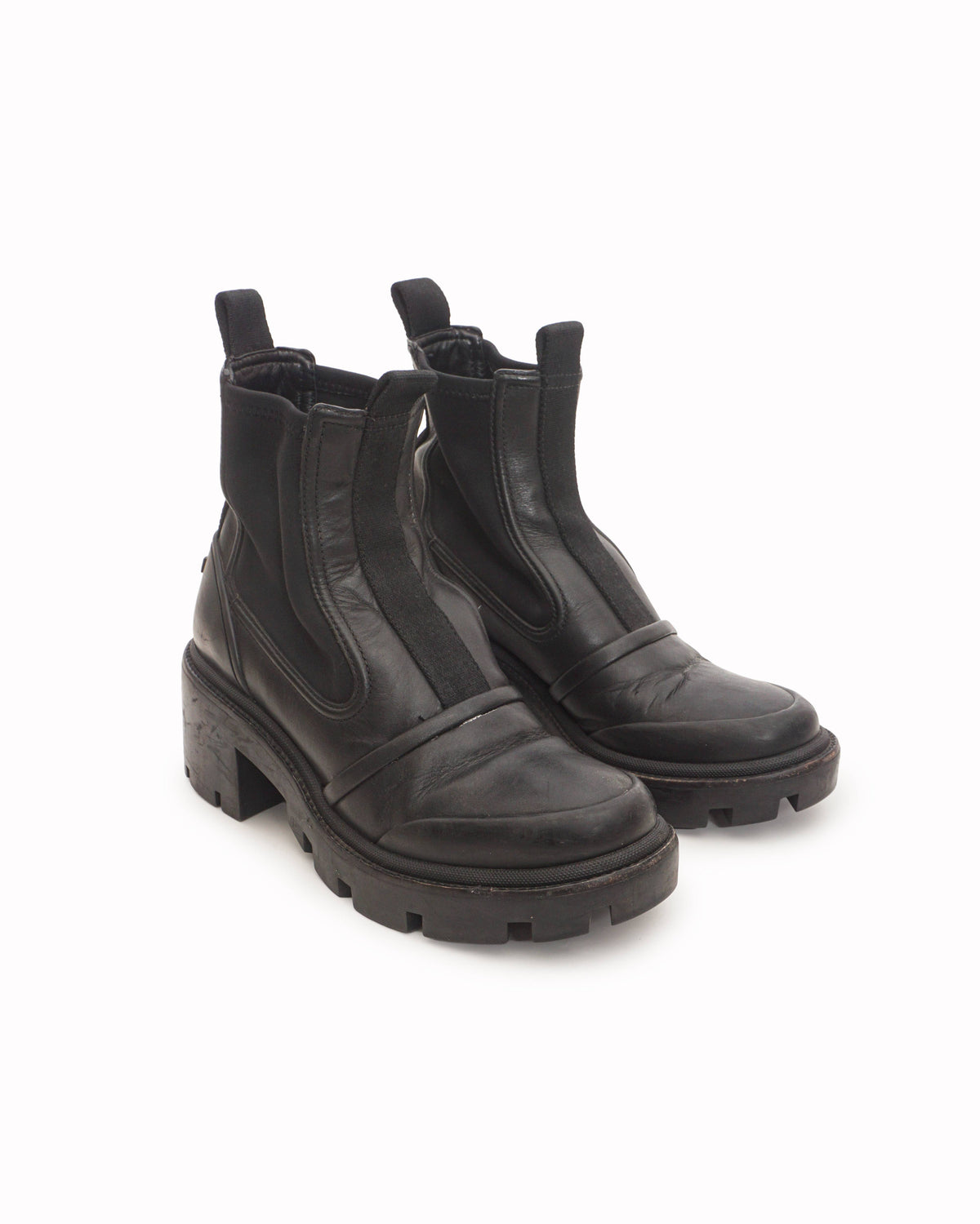 Tory Burch Black Leather Lug Sole Ankle Boots