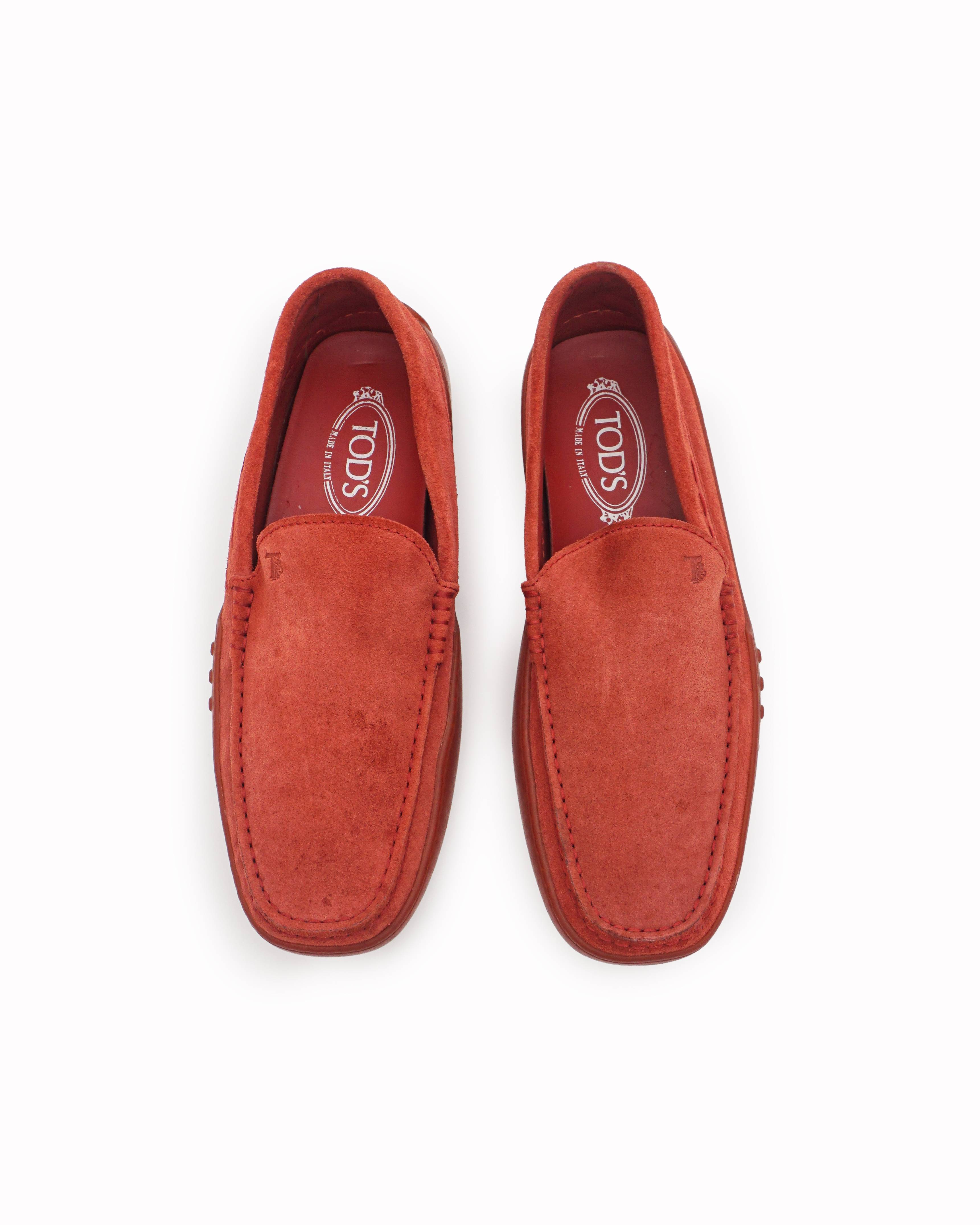 Tod's Men's Red Suede Gommino Driving Loafers