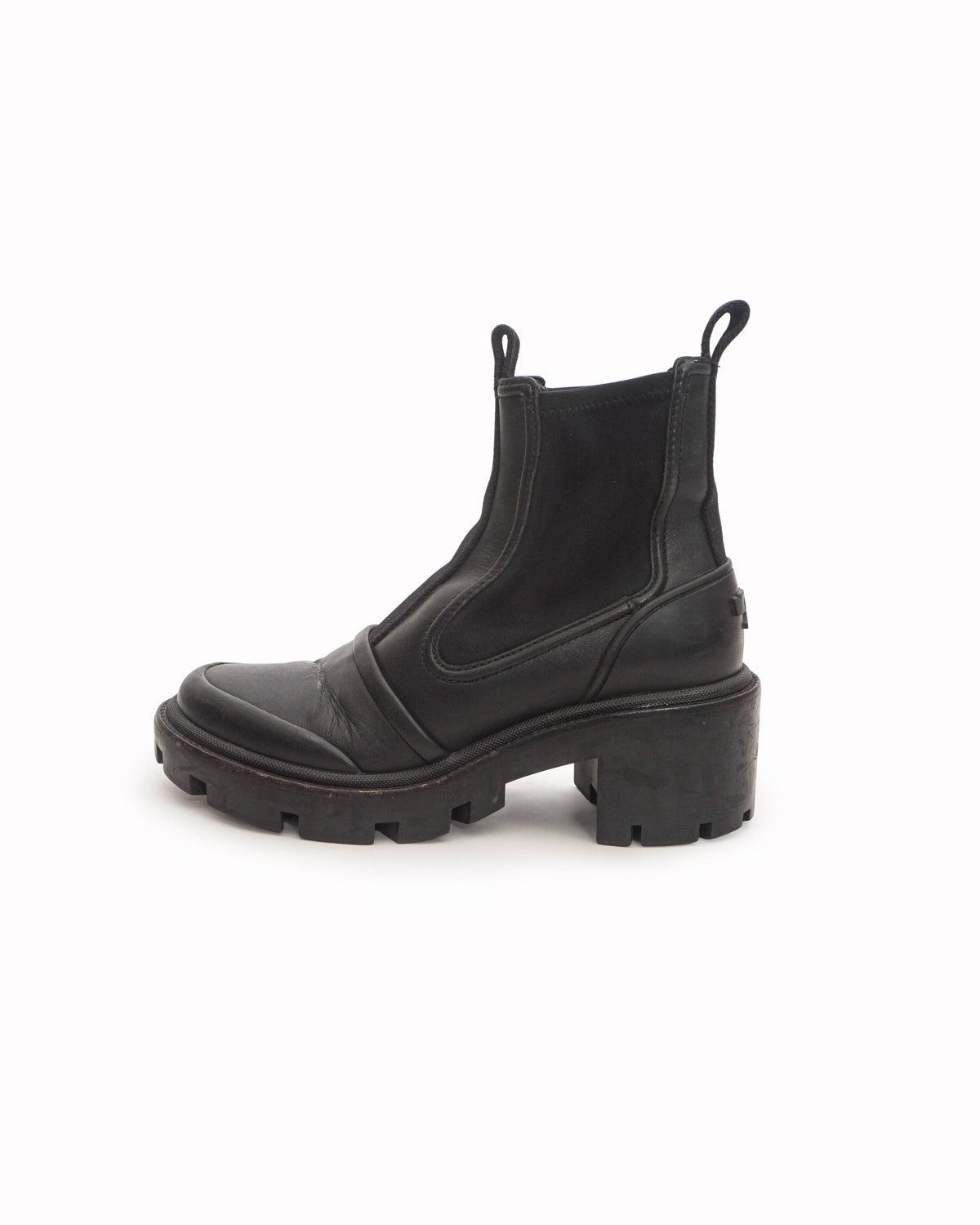 Tory Burch Black Leather Lug Sole Ankle Boots