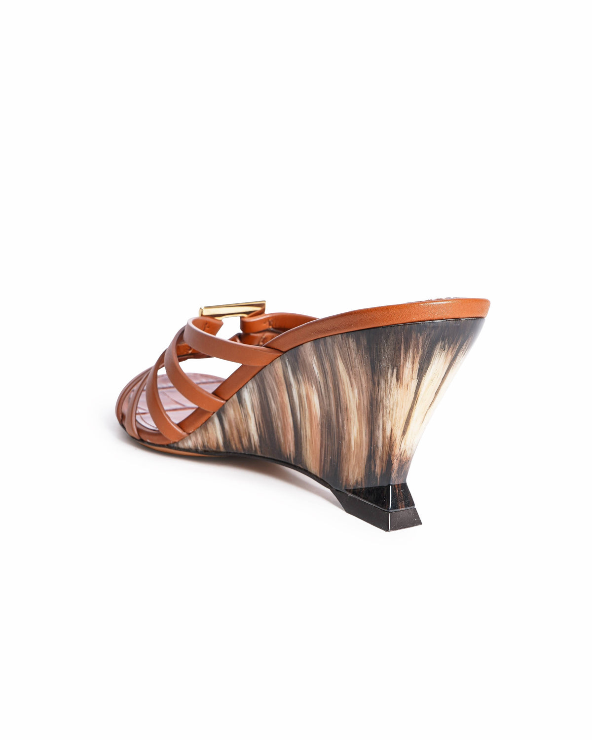 Salvatore Ferragamo Anemone Strappy Leather Wedges In Brown