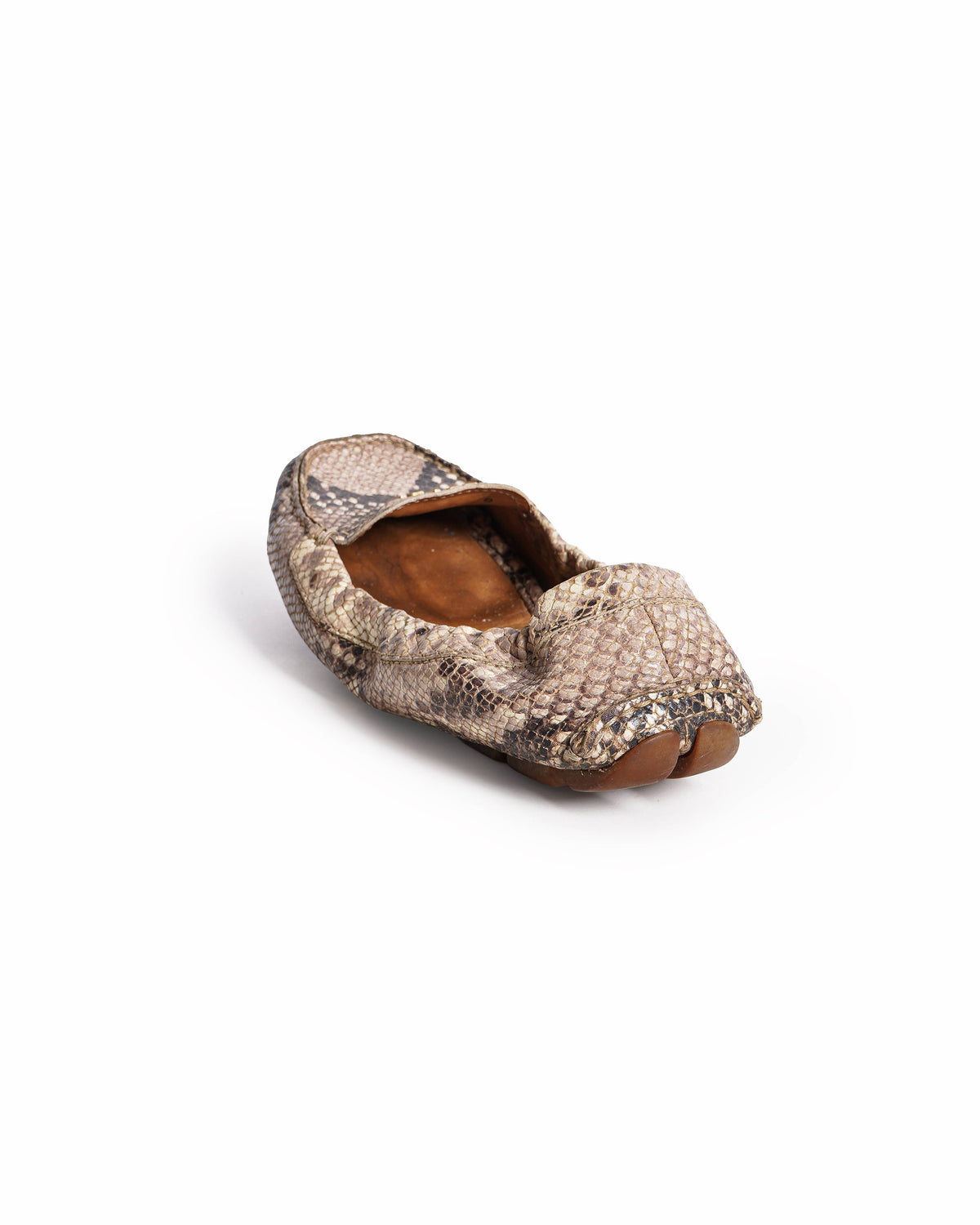 Prada Grey Python Embossed Scrunch Slip On Loafers