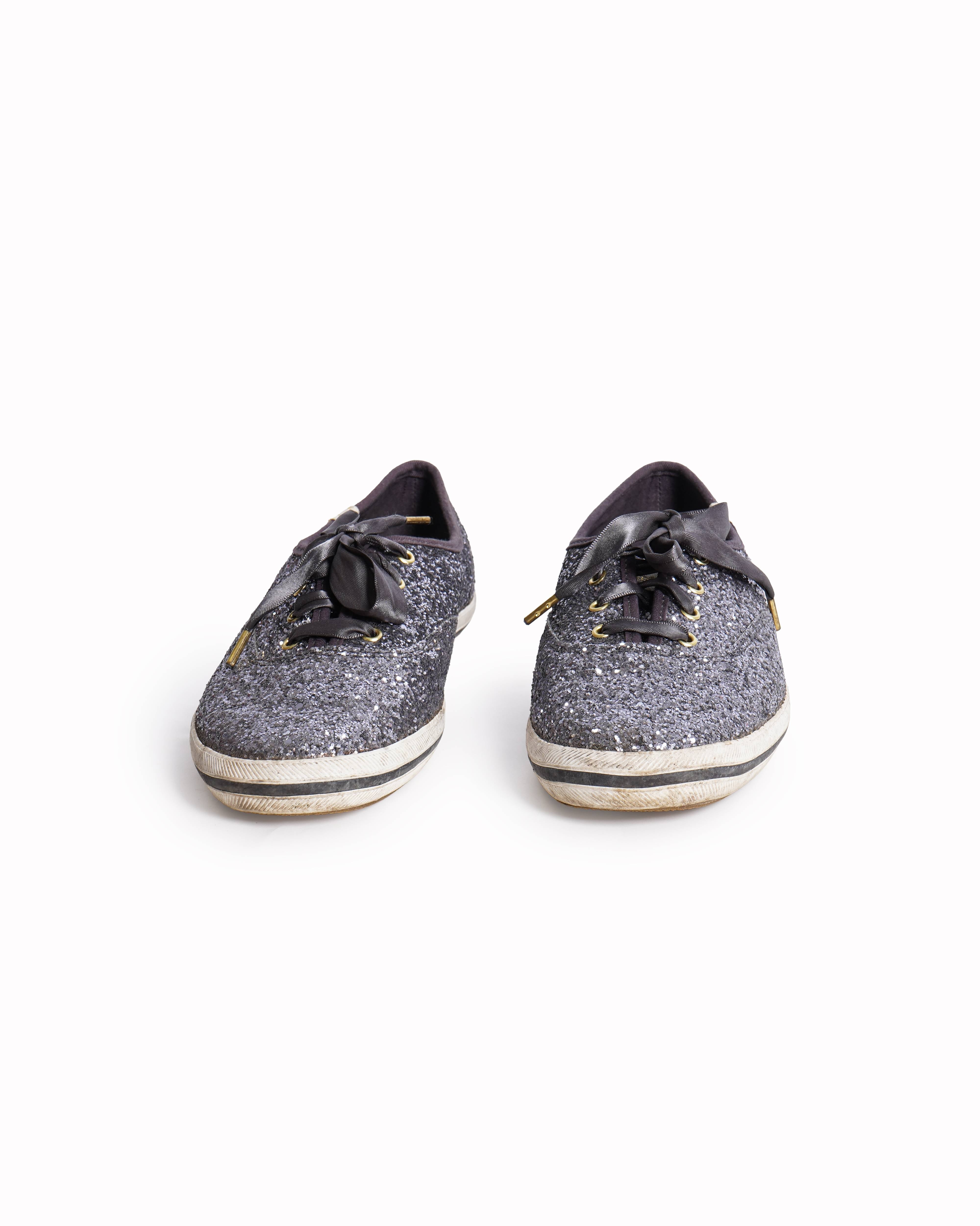 Kate Spade x Keds New York Glitter Lace Up Women's Shoes In Grey
