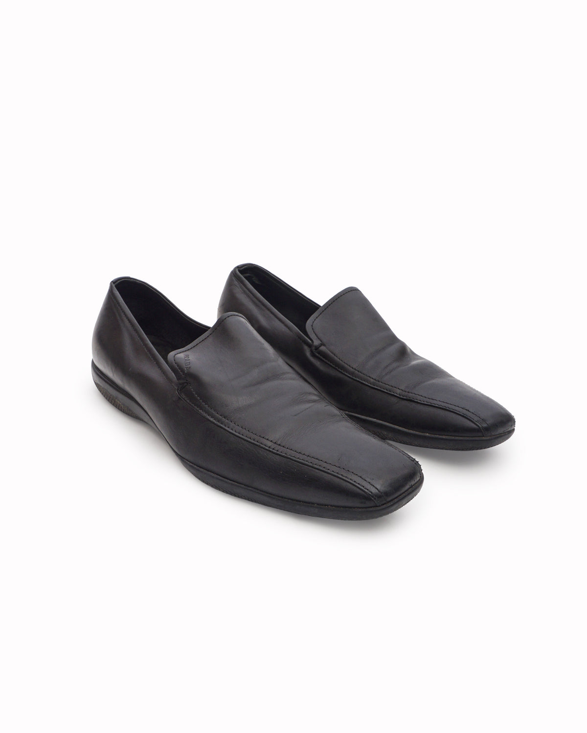 Prada Men's Black Leather Slip-On Loafers