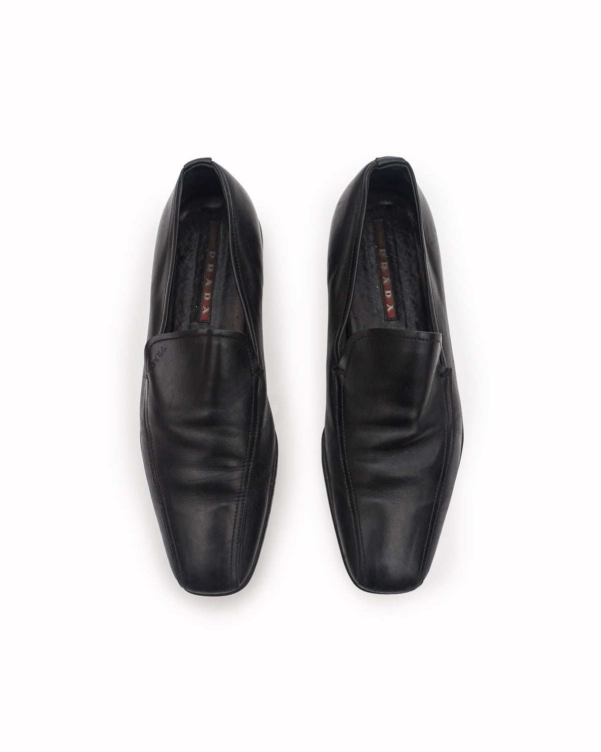 Prada Men's Black Leather Slip-On Loafers