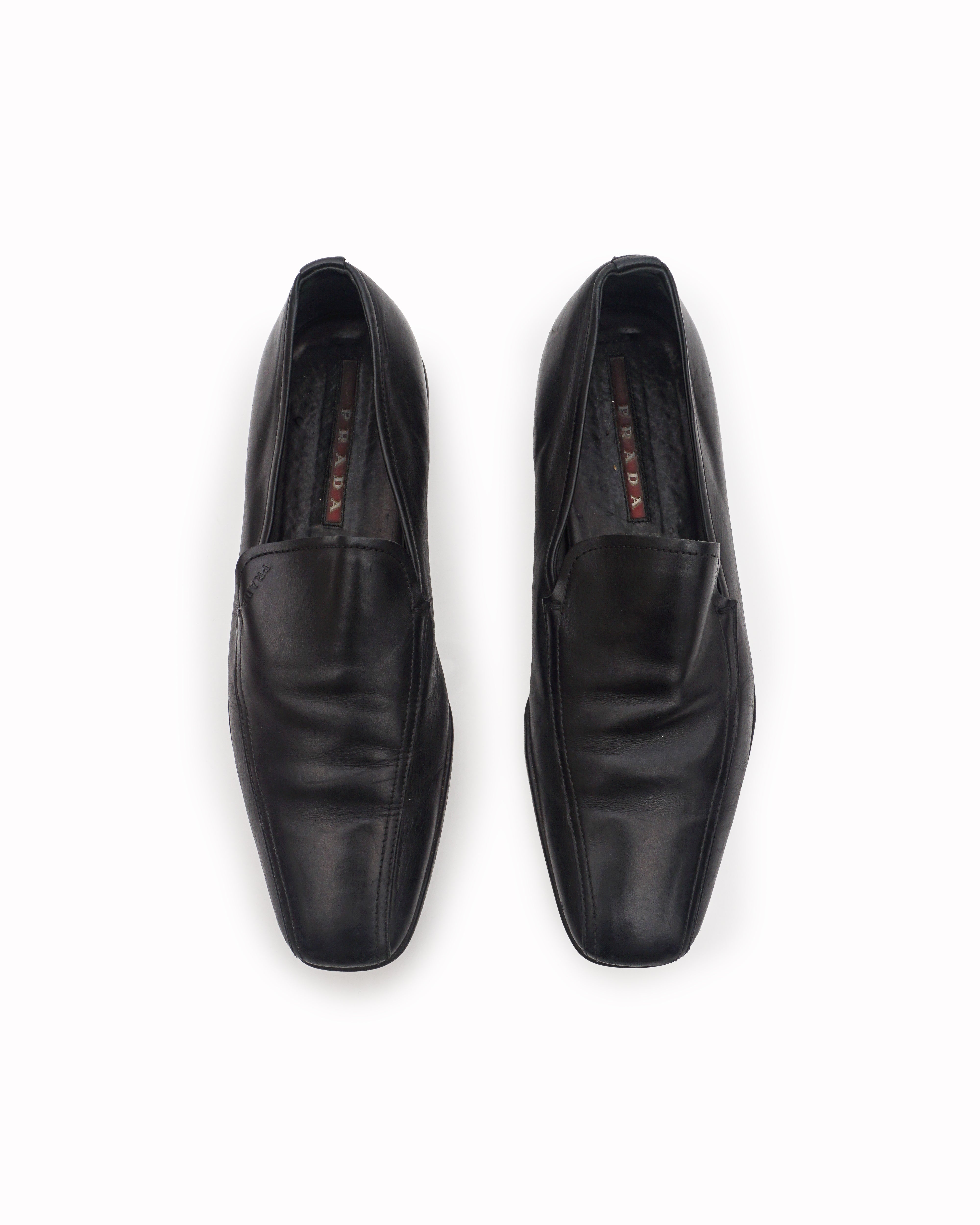 Prada Men's Black Leather Slip-On Loafers