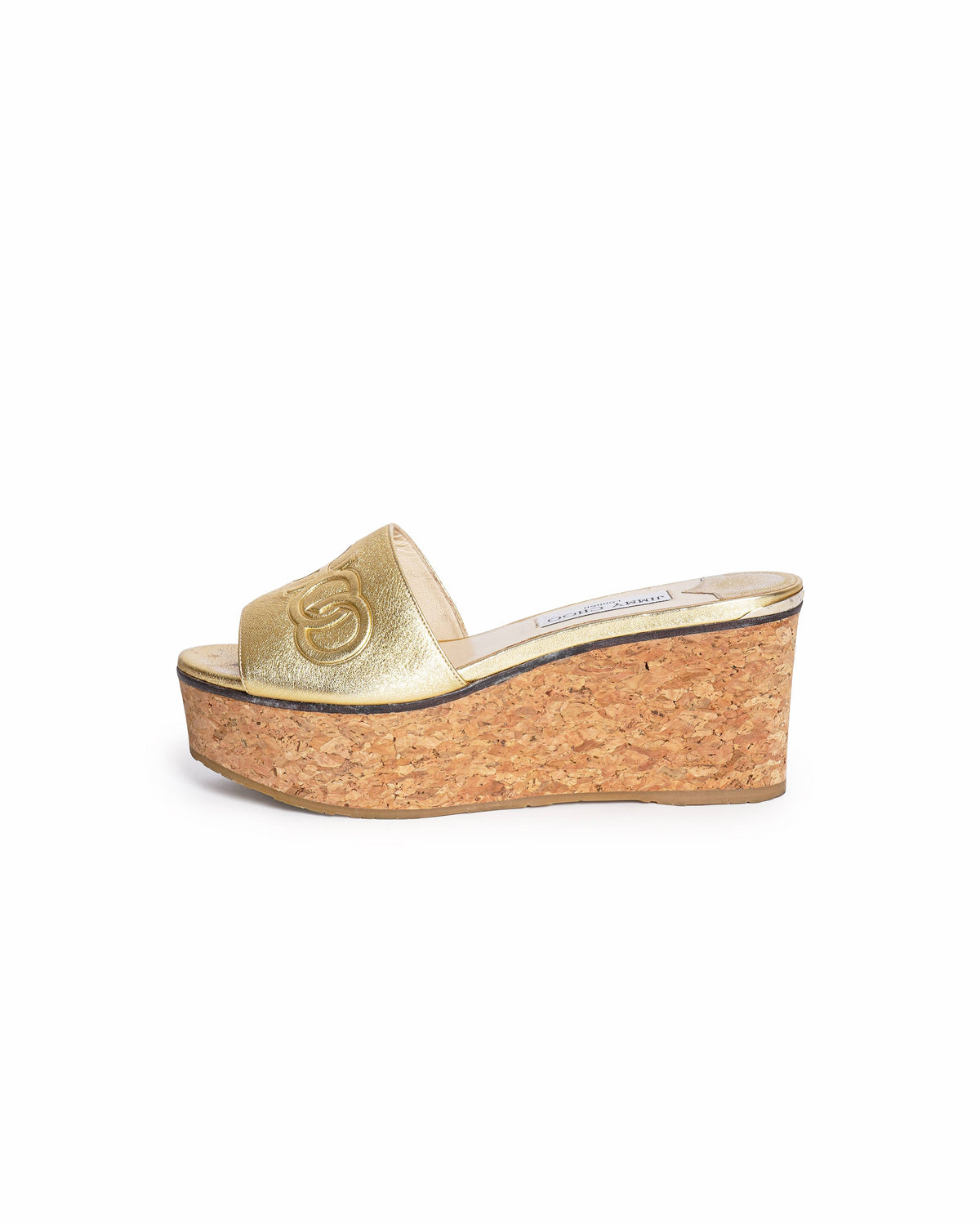 Jimmy Choo Deedee Gold Metallic Leather Wedge Sandals