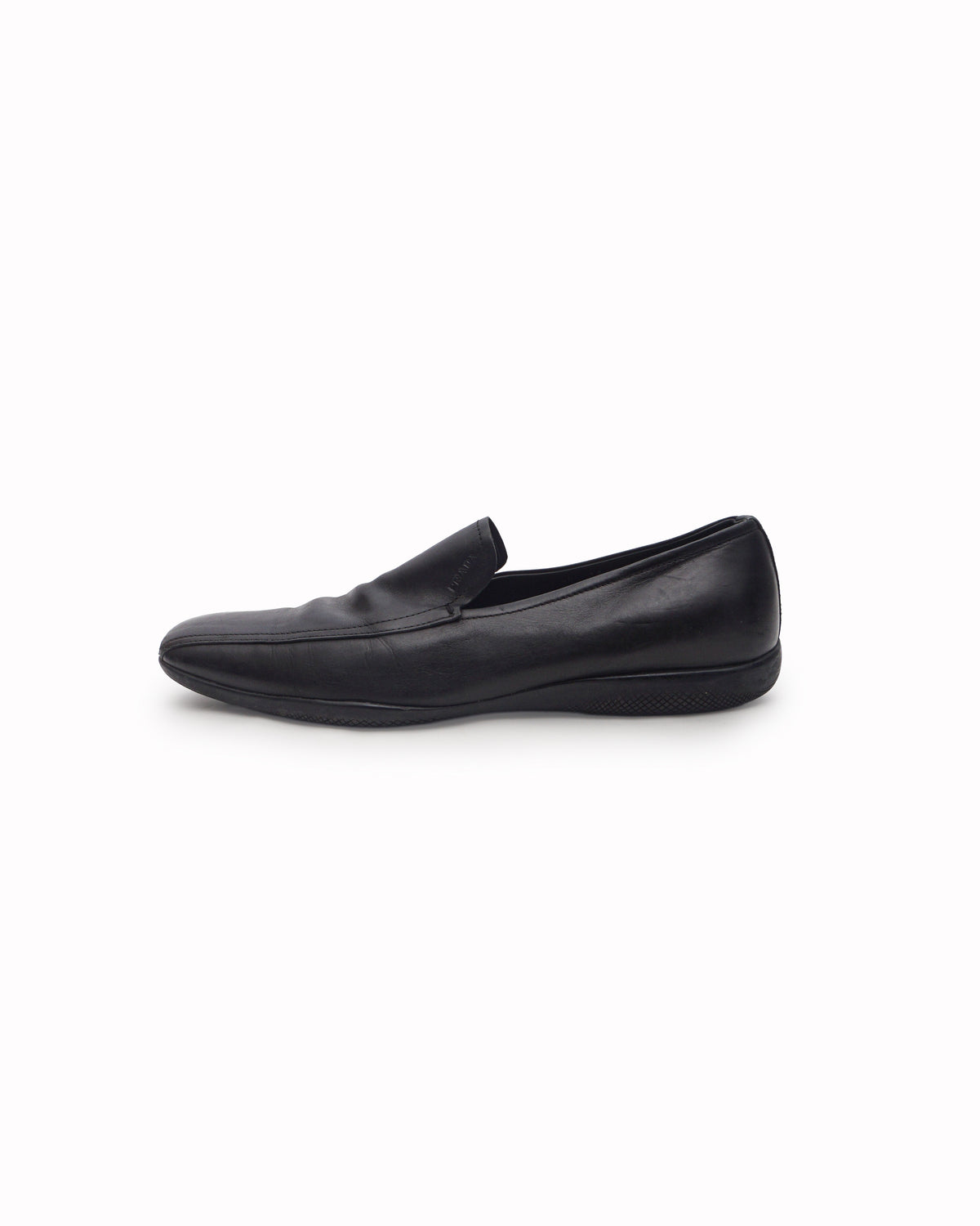 Prada Men's Black Leather Slip-On Loafers