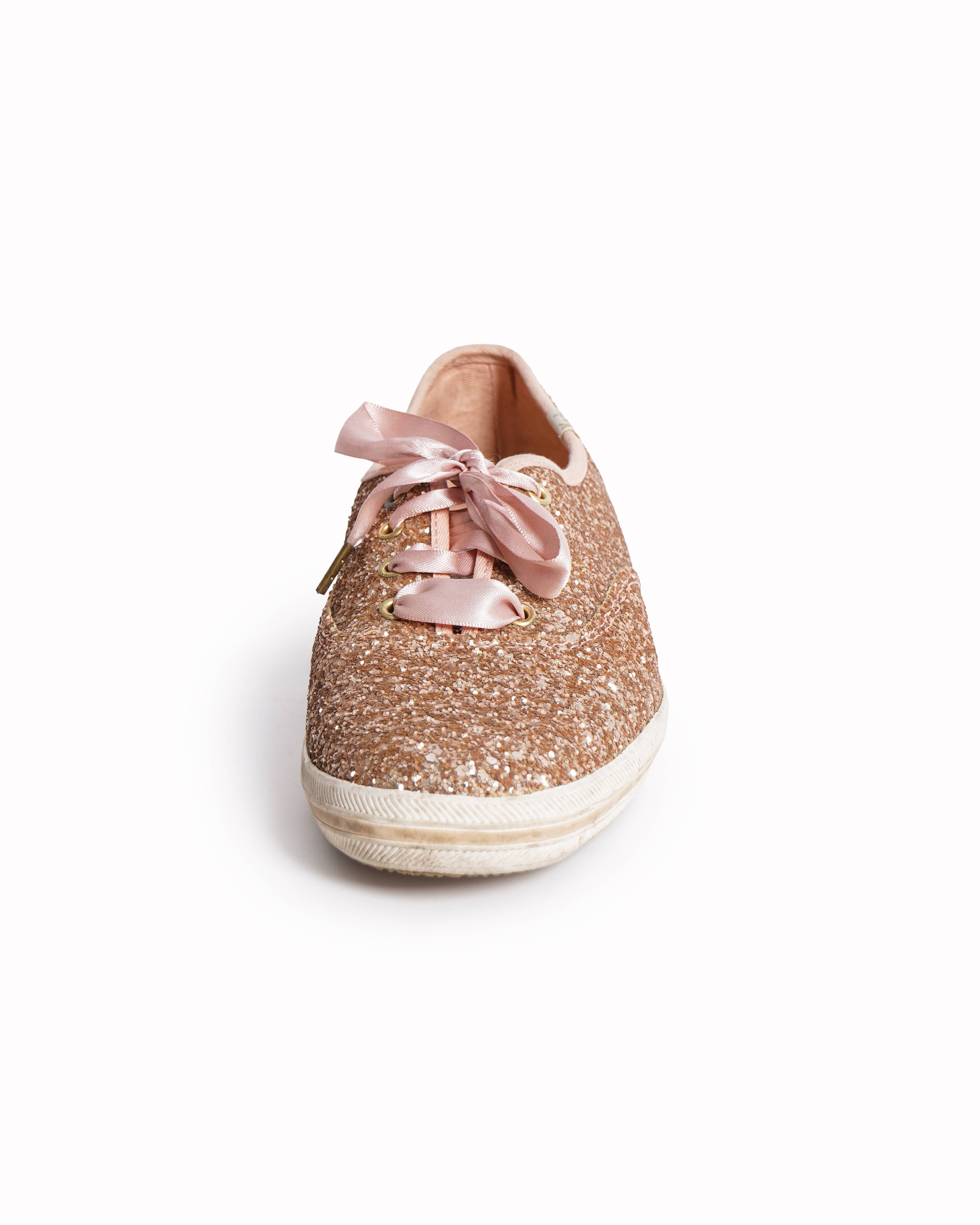Kate Spade x Keds New York Glitter Lace Up Women's Shoes In Pink