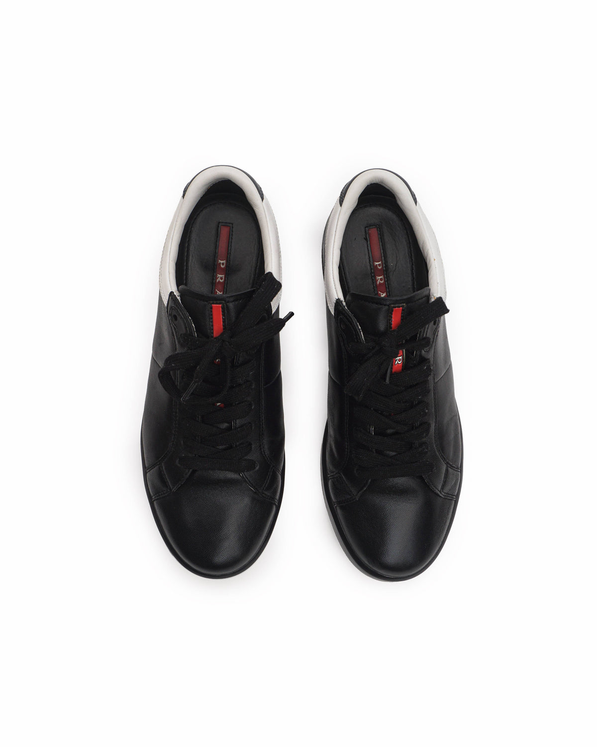 Prada Men's Black Leather Low-Top Lace-Up Sneakers