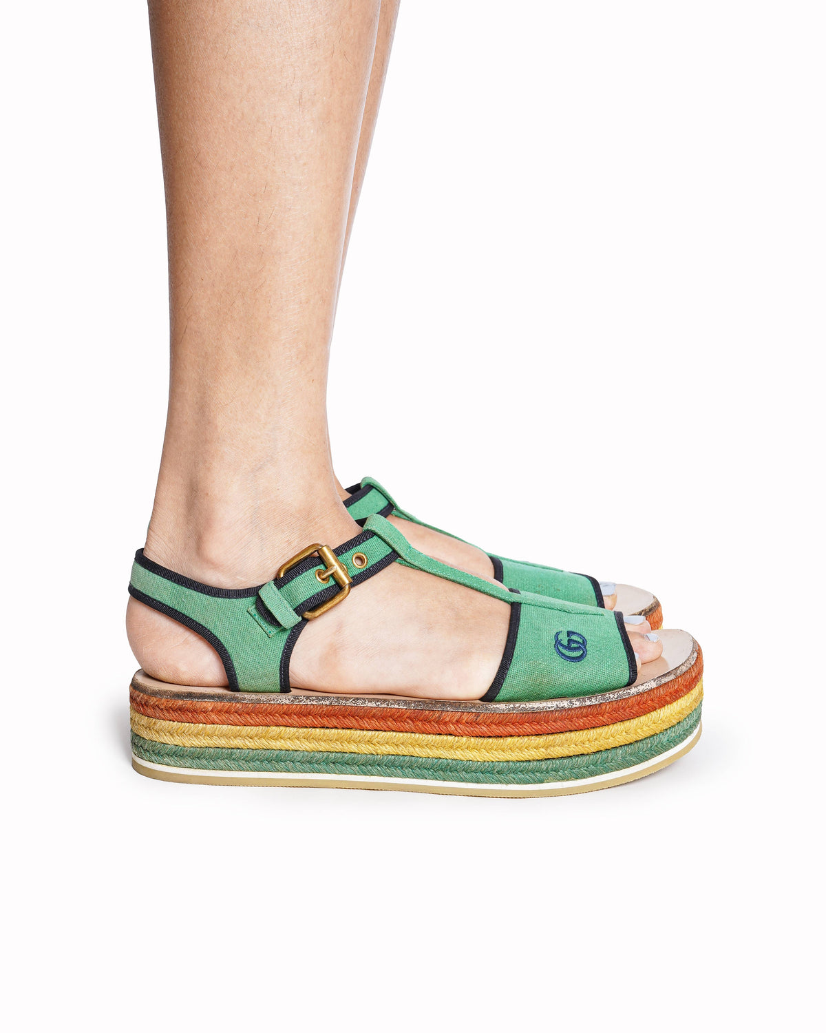 Gucci Lilibeth Canvas GG T-Strap Flat Sandals