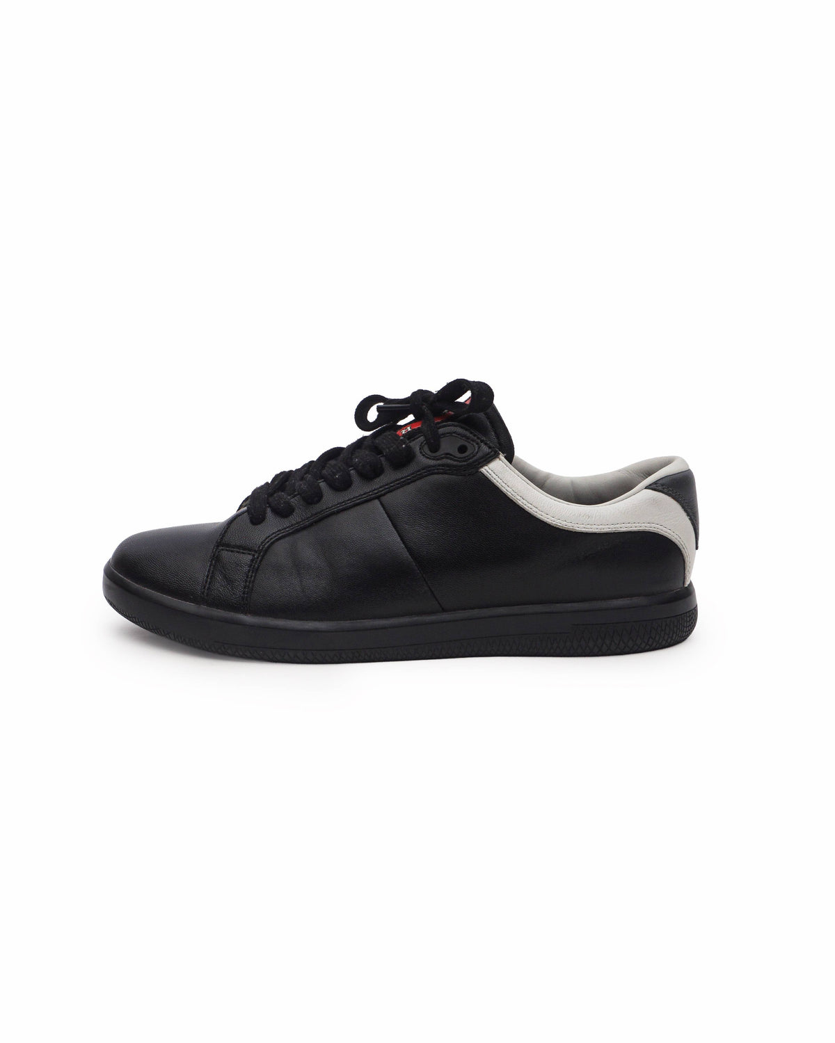Prada Men's Black Leather Low-Top Lace-Up Sneakers