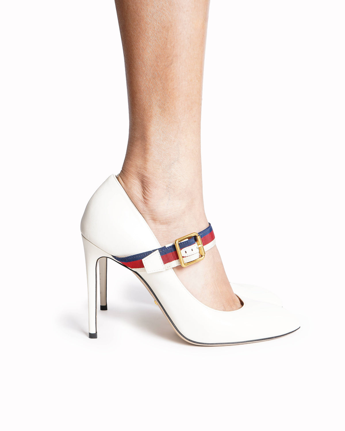 Gucci Cream Leather Sylvie Mary Jane Pumps