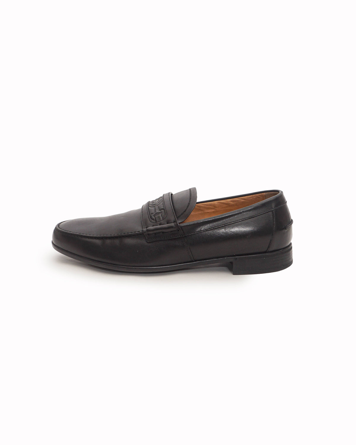Gucci Black Leather Interlocking G Penny Loafers