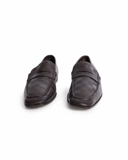 Louis Vuitton Men’s Brown Damier Infini Leather Penny Loafers
