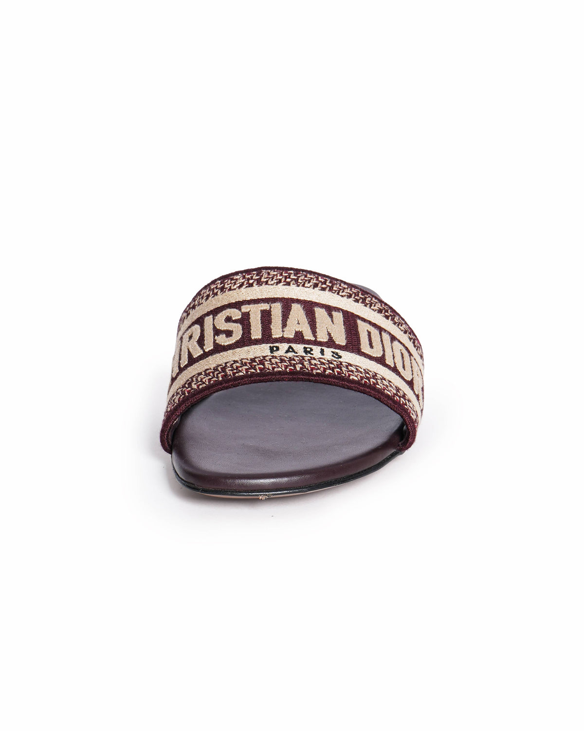 Christian Dior Burgundy cotton blend Dway logo embroidered flat slides