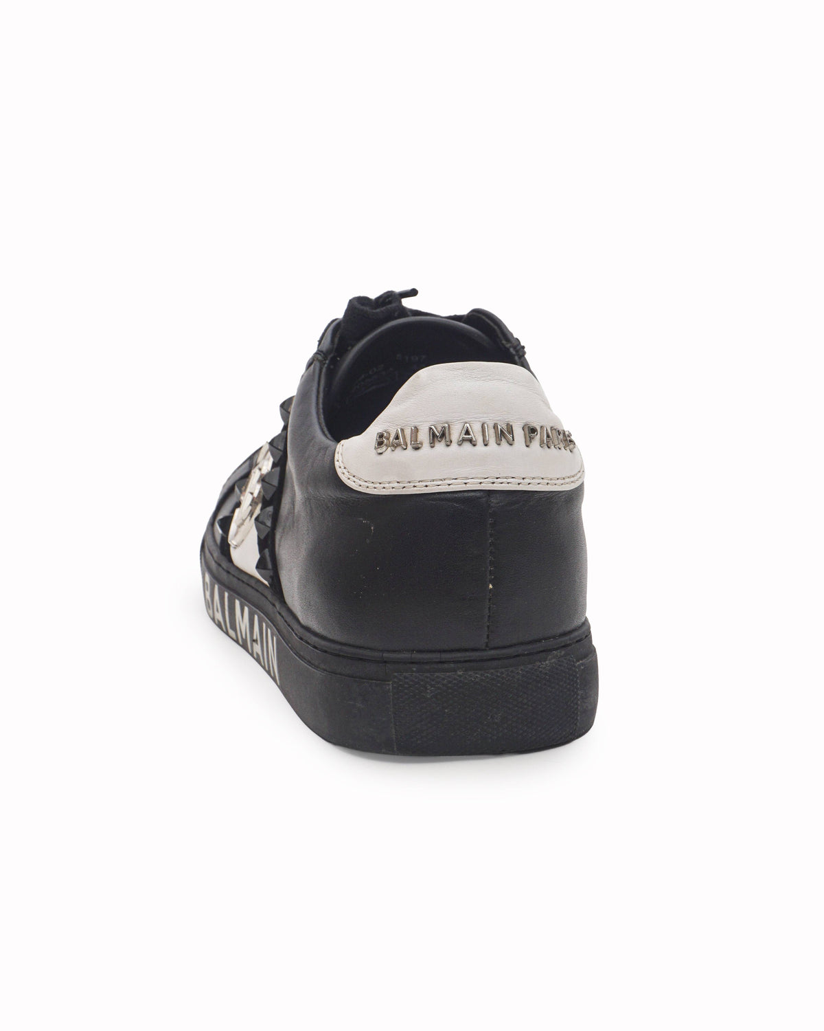 Balmain Black & White Studded Leather B Court Sneakers