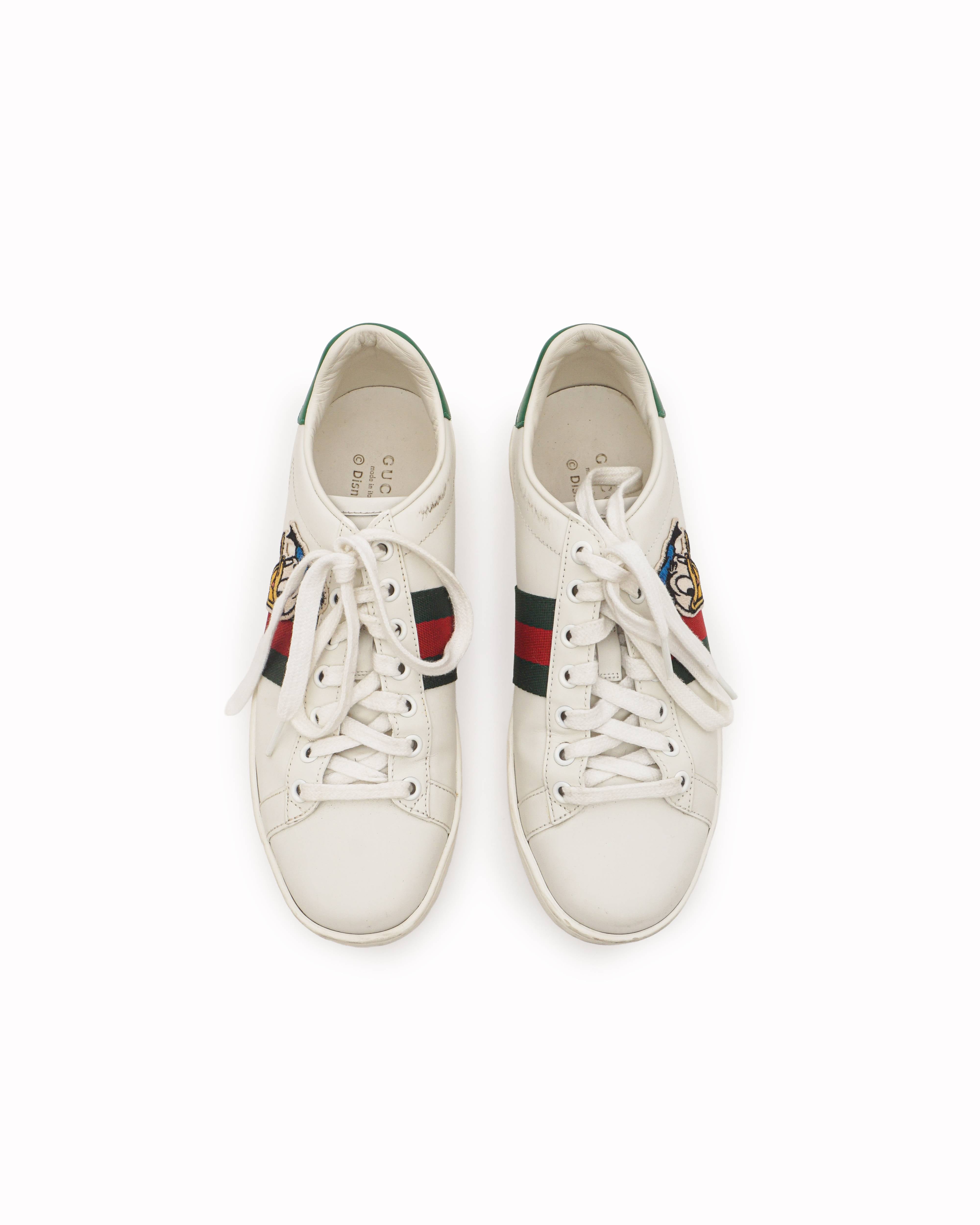 Disney x Gucci White Leather Ace Donald Duck Low-Top Sneakers