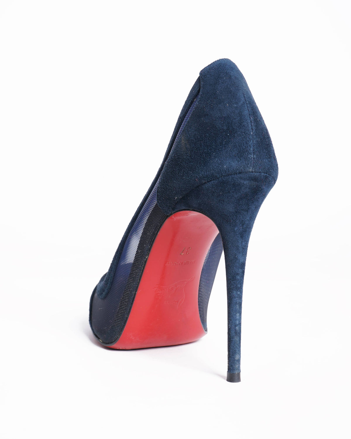 Christian Louboutin Suede & Mesh Pumps In Navy Blue