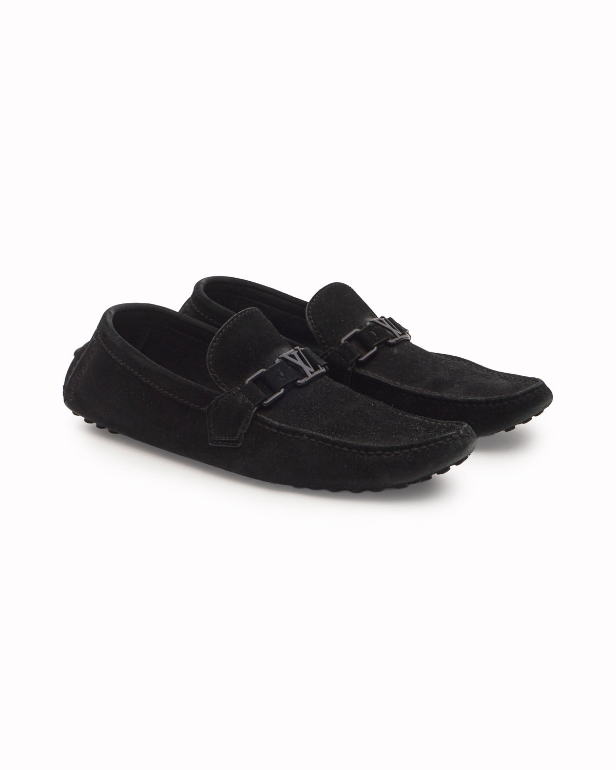 Louis Vuitton Black Suede Upper Case Driving Loafers