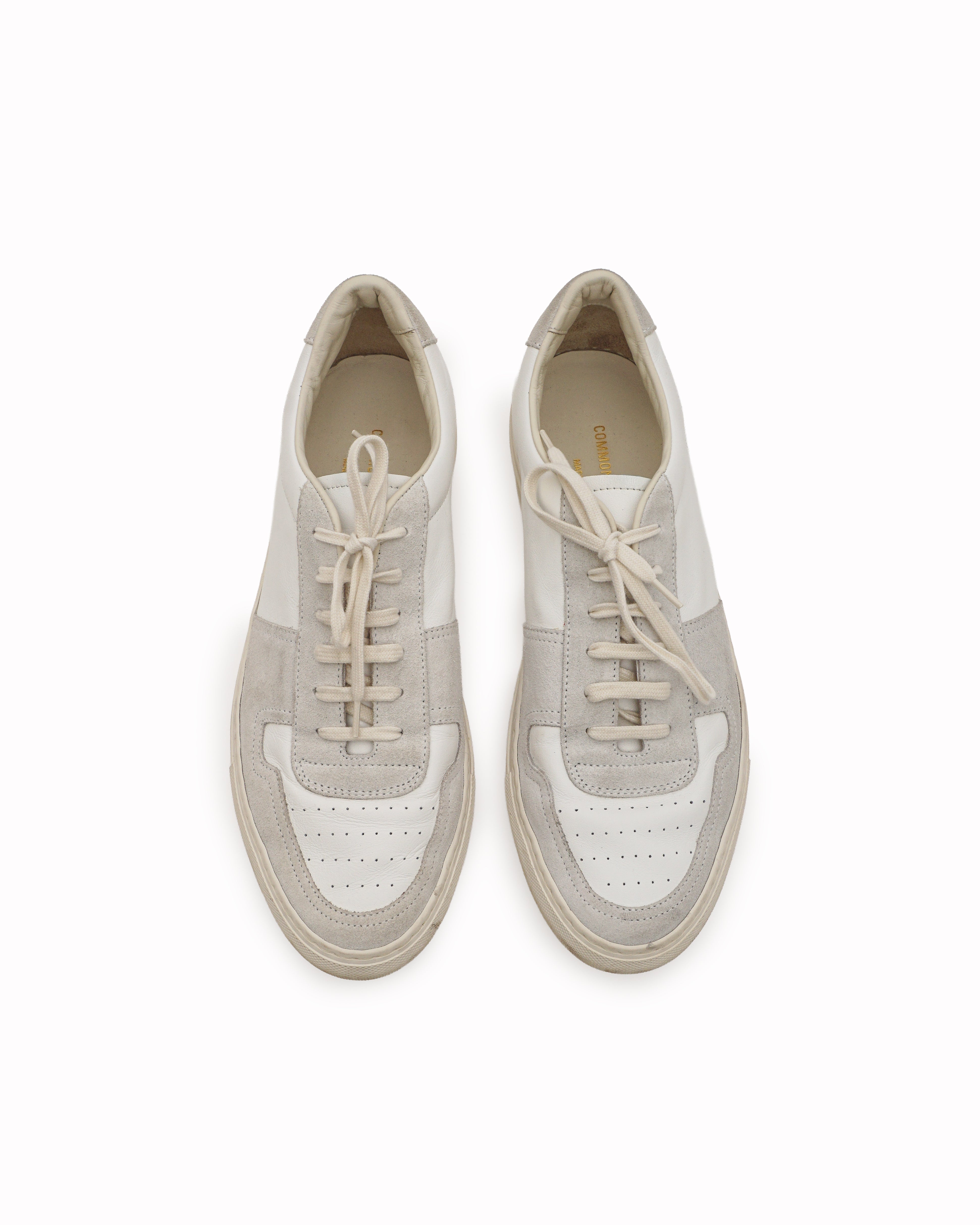 Common Projects White Leather & Grey Suede Retro Low Sneakers