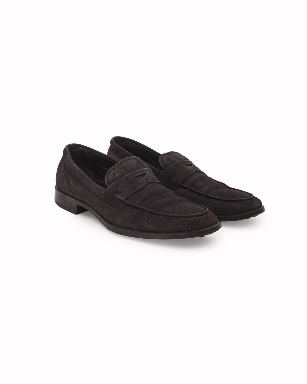 Tod's Dark Grey Suede Penny Loafers