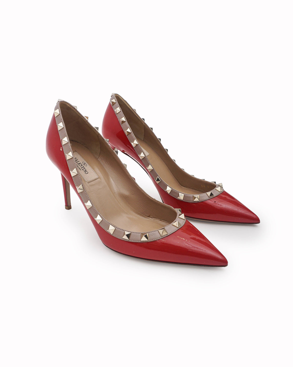 Valentino Red Patent Leather Rockstud Stiletto Pumps