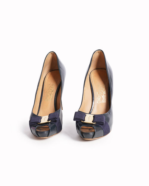 Salvatore Ferragamo  peep toe vara bow heels