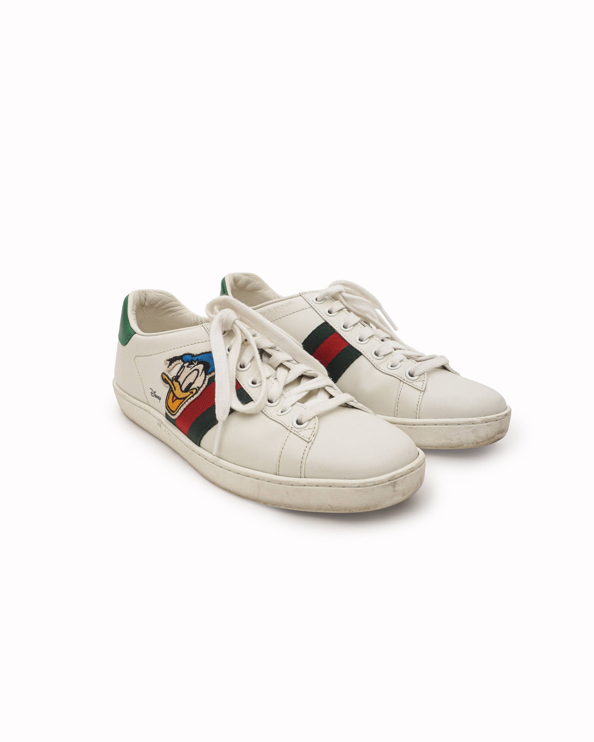 Disney x Gucci White Leather Ace Donald Duck Low-Top Sneakers