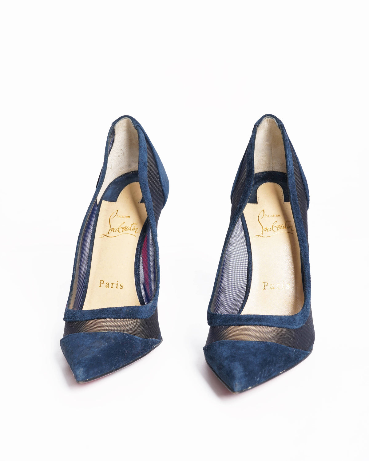 Christian Louboutin Suede & Mesh Pumps In Navy Blue