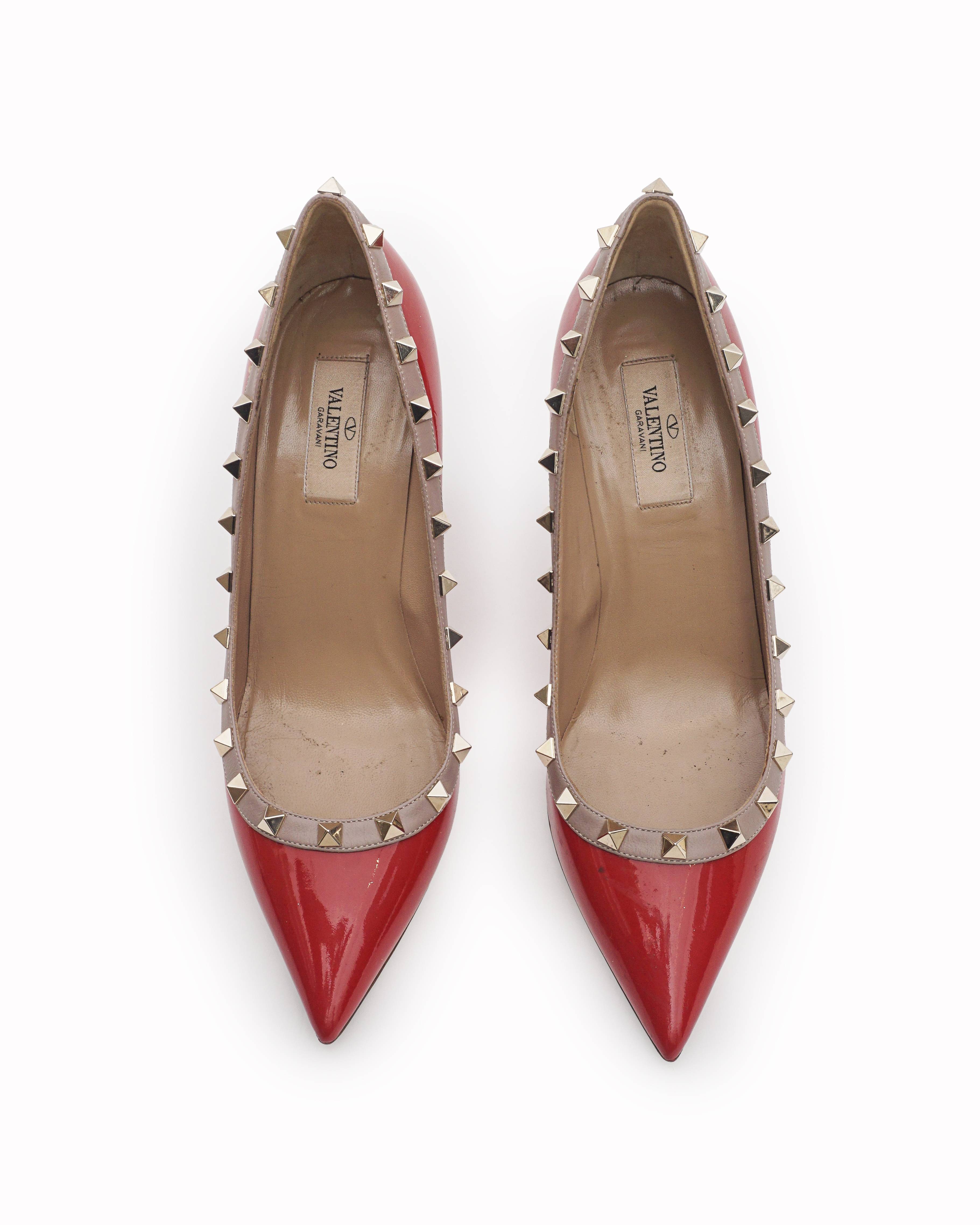 Valentino Red Patent Leather Rockstud Stiletto Pumps