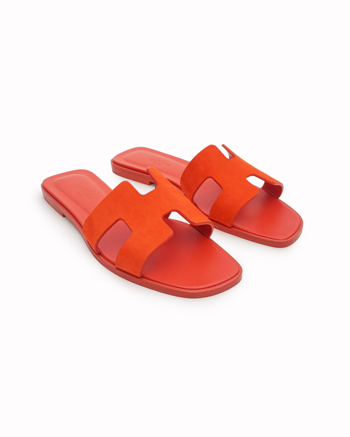 Hermès Rouge Grenadine Suede Oran Sandals