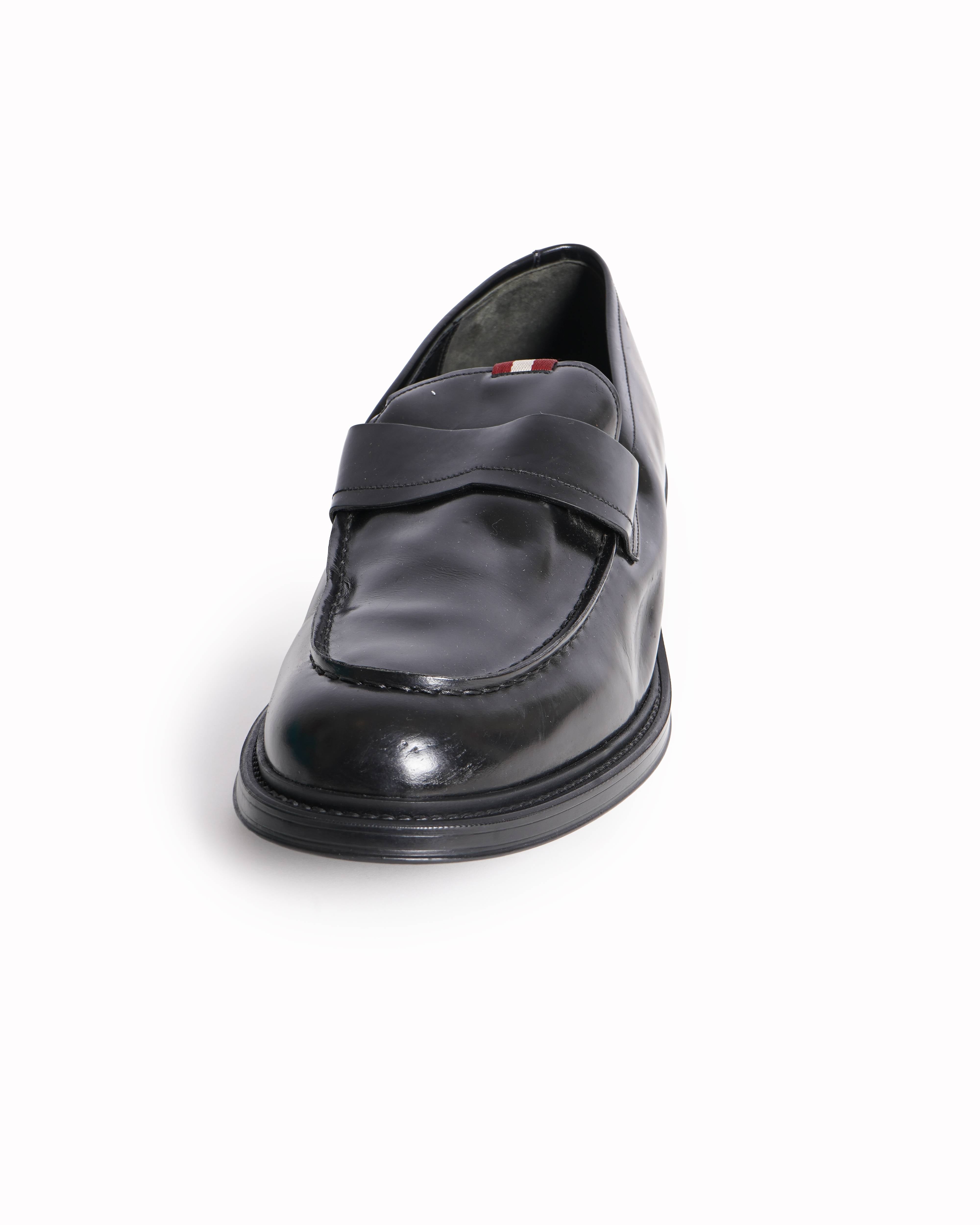Bally black patent leather loafers