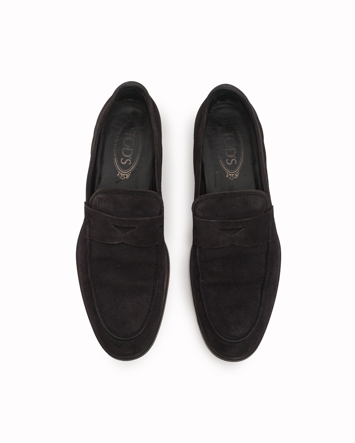 Tod's Dark Grey Suede Penny Loafers